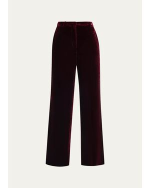 L'Agence Pilar Velvet Wide-Leg Pants - Blue