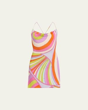 PUCCI Iride Cowl-Neck Jersey Satin Mini Dress - White