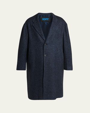 Kiton Cashmere Blend Dark Overcoat - Blue
