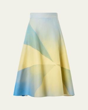 Akris Sunbeam Print Cotton Midi Skirt - Yellow