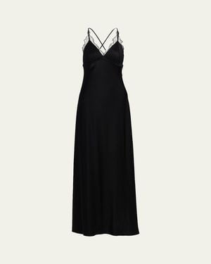 Kobi Halperin Evin Lace-Trim Satin Maxi Dress - Black