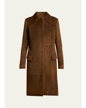 Tom Ford Suede Single-Breasted Long Coat - Brown