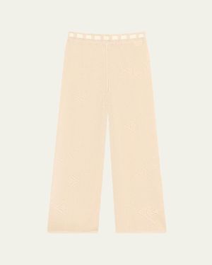 Bode Angel Fish Knit Lace Sweatpants - Natural