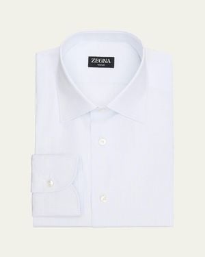 ZEGNA Micro-Check Trecapi Cotton Dress Shirt - White