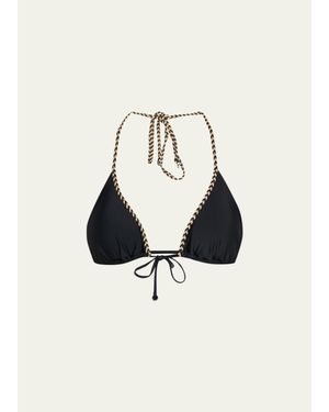 Ramy Brook Braided Nikoleta Triangle Bikini Top - Black