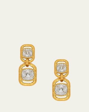 Oscar de la Renta Rectangle Double Drop Earrings - Metallic