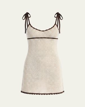 SER.O.YA Malkie Crochet Tie-Strap Mini Dress - Natural