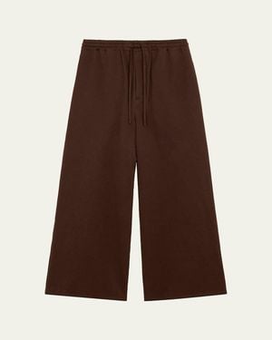 Loewe X Paula's Ibiza Washed Satin Wide-Leg Drawstring Pants - Brown