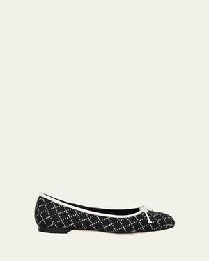 Manolo Blahnik Verallim Raffia Ballerina Flats - White