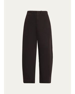Vince Washed Cotton Twill Mid-Rise Utility Pants - Black