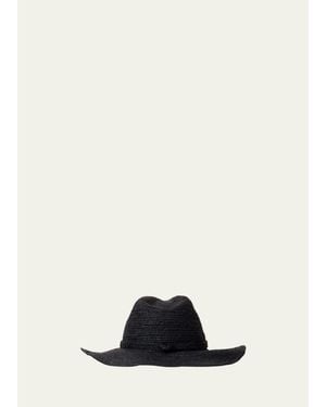 Janessa Leone Sacha Raffia Fedora - White