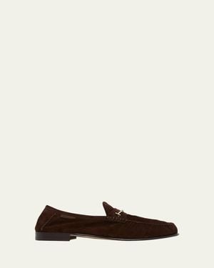 Tom Ford Ripley Suede Moccasin T-Bit Loafers - Natural