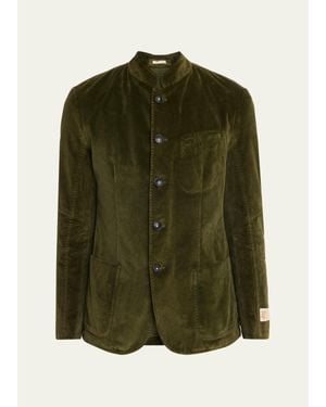 Massimo Alba Velvet Garment Dyed Blazer - Green