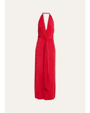 SER.O.YA Kayla Draped Jersey Maxi Dress - Red