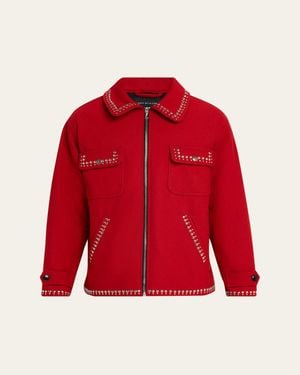 Cout de la Liberte Memphis Wool Studded Full-Zip Blouson - Red