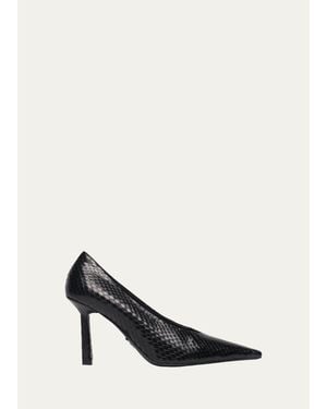 Prada 90Mm Snake-Embossed Leather Pumps - White
