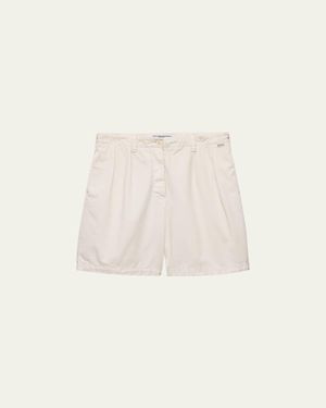 Prada Old Gabardine Cotton Bermuda Shorts - Natural