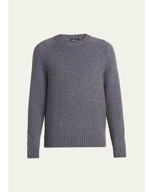 ZEGNA Cashmere And Wool Melange Crewneck Sweater - Blue