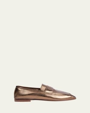 SOPHIQUE Essenziale Metallic Leather Loafers - Natural