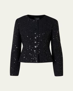 Akris Kelis Sequined Tweed Jacket - Black