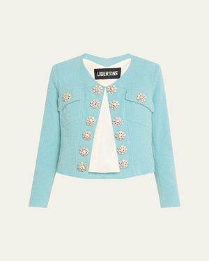Libertine Aqua Boucle Heart Jacket - Blue