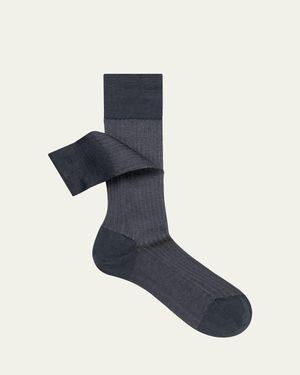 Sozzi Calze Vanise Knit Cotton Crew Socks - Blue
