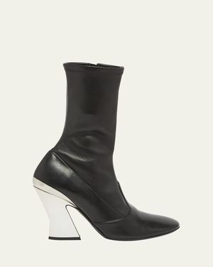 Givenchy Leather Metallic Sculpted-Heel Ankle Booties - Black