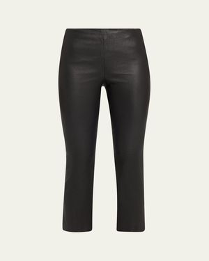 Vince Slim Cropped Leather Pants - Black