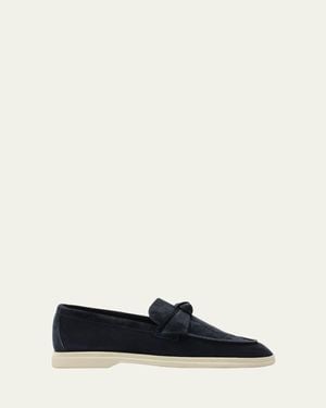 Alexandre Birman Clarita Knotted Suede Loafers - White