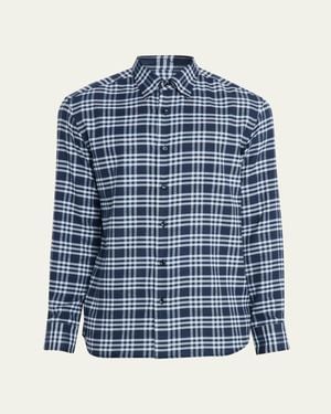 Brioni Cotton Flannel Check Shirt - Blue