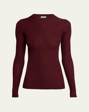 Jil Sander Ribbed Wool Crewneck Sweater - Purple
