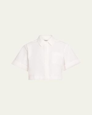 Jonathan Simkhai Ryett Short-Sleeve Cropped Shirt - Natural