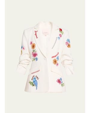 Cinq À Sept Cheyenne Embroidered Vine Blazer - Natural