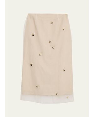 BERNADETTE Roxane Lady Bug Layered Midi Skirt - Natural