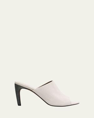 Brunello Cucinelli 80Mm Monili Suede Mules - White