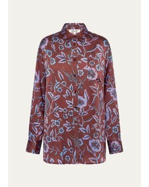 Diane von Furstenberg Sienna Oversized Floral-Print Blouse - Purple