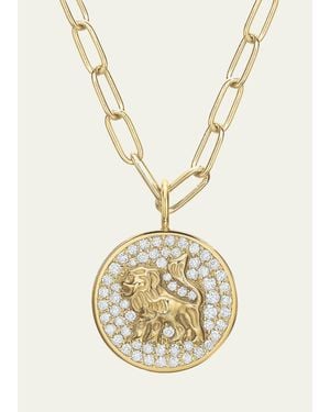 Tracee Nichols 14K Mini Lion Pave Diamond Token Necklace - Metallic