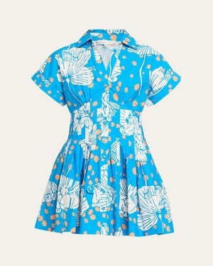 Cara Cara Nash Printed Button-Front Mini Dress - Blue