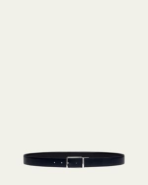 Santoni Reversible Leather Belt - White