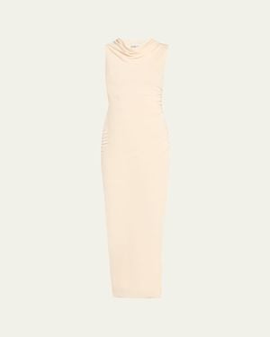 Anna Quan Amali Draped Cowl-Neck Jersey Dress - Natural