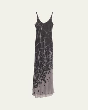 GRACE LING Cracked Velvet Burnout Bias-Cut Maxi Dress - White
