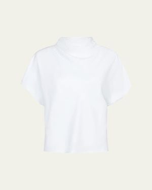 Twp Draped Mock-Neck Tee - White