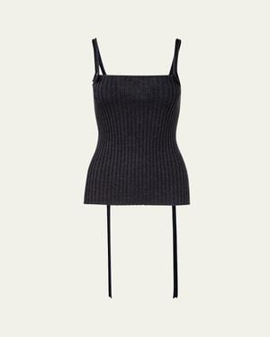 AISLING CAMPS Convertible Ribbed Knit Tank Top - Blue