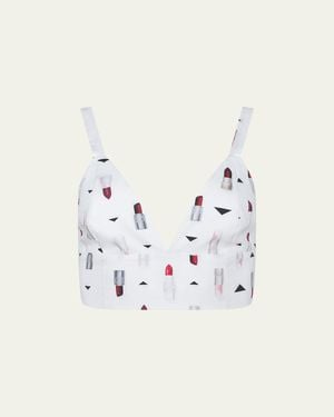 L'Agence Kaori Lipstick-Print Bralette Top - Multicolor