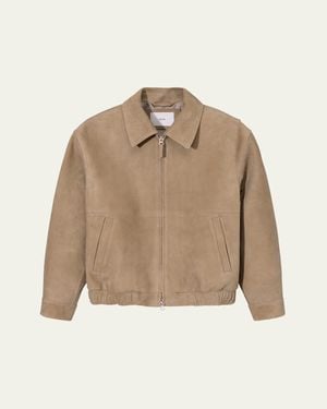 DUNST Suede Bomber Jacket - Natural
