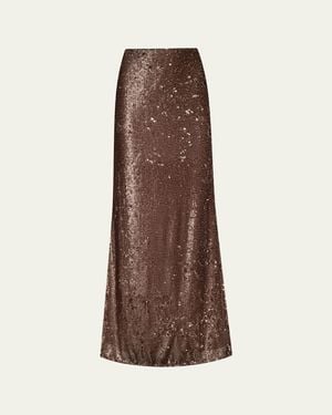 L'Agence Zeta Sequined Maxi Skirt - Brown