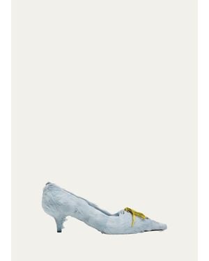 Prada 55Mm Feather Lace-Up Pumps - White