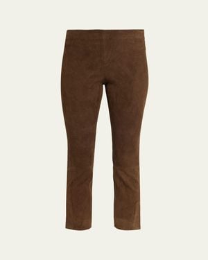 Vince Stretch-Suede Split Hem Crop Pants - Brown
