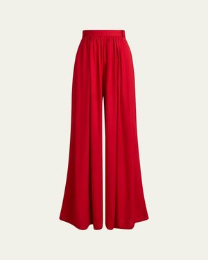 Ralph Lauren Vannesa Satin Wide-Leg Pants - Red