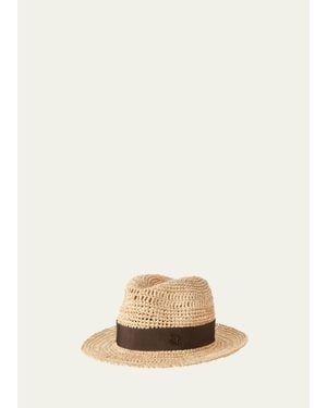 Maison Michel Elias Crochet Raffia Fedora Hat - Natural
